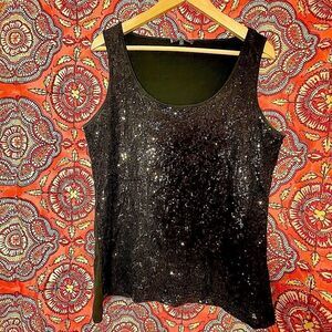 Anne Klein sequin navy blue tank top  medium